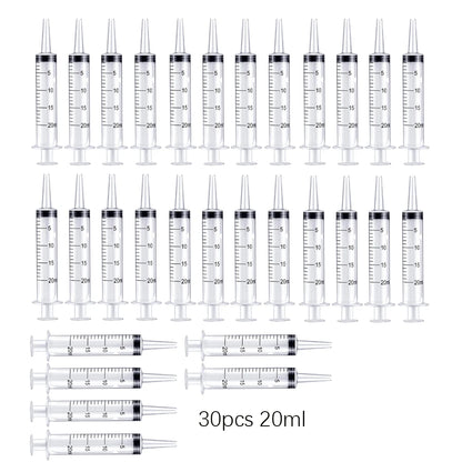 Reusable Plastic Measuring Syringe - 20ml and 60ml Needle-Free Liquid Dispenser for Hydroponics, Oils, Nutrients, and Pet Feeding