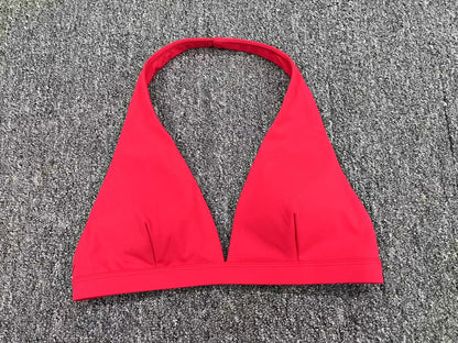 WANAYOU Women’s Deep V Yoga Bra — Halter Sports Crop Top | Padded Open-Back Gym & Fitness Workout Top