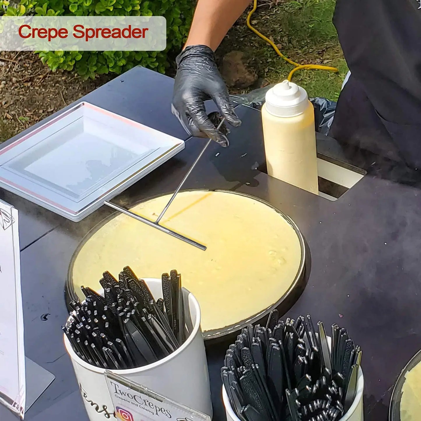 French Crepe Spreader - Stainless Steel Pancake Batter Spreading Tool for Bakery Kitchen