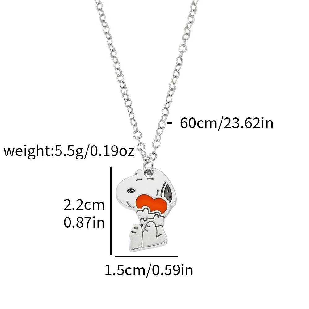 Snoopy & Woodstock Pendant Necklace - Cute Enamel Rhinestone Kawaii Jewelry for Women & Teens