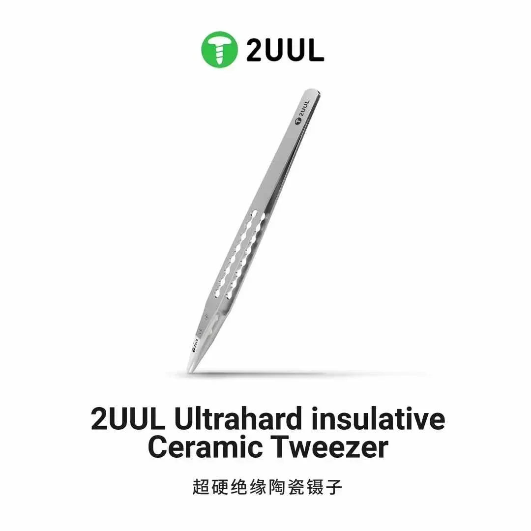 2UUL TW31 Ultrahard Insulative Ceramic Tweezers – Anti-Static Precision Tool for Mobile Phone, CPU, IC, and PCB Repair