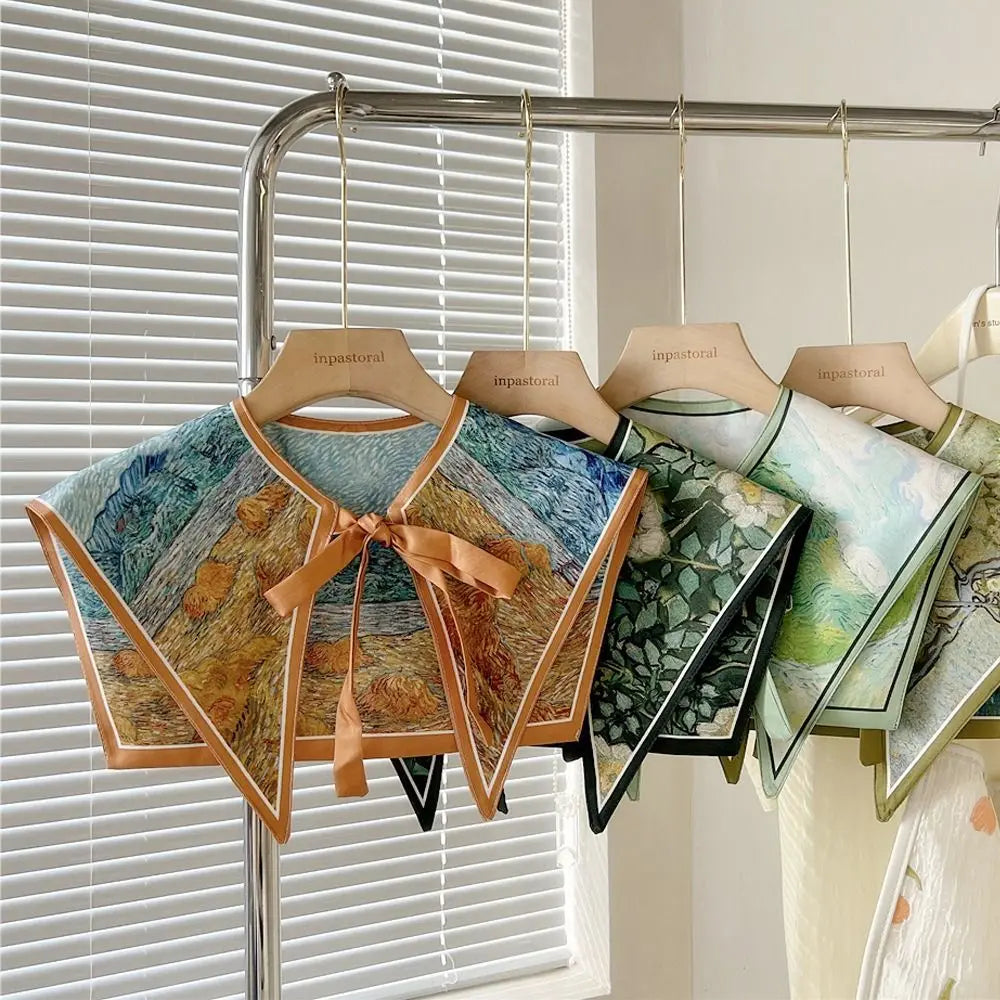 Detachable Fake Collar for Women - Vintage Floral Pattern Half Shirt Necklace Shawl and Shoulder Wrap