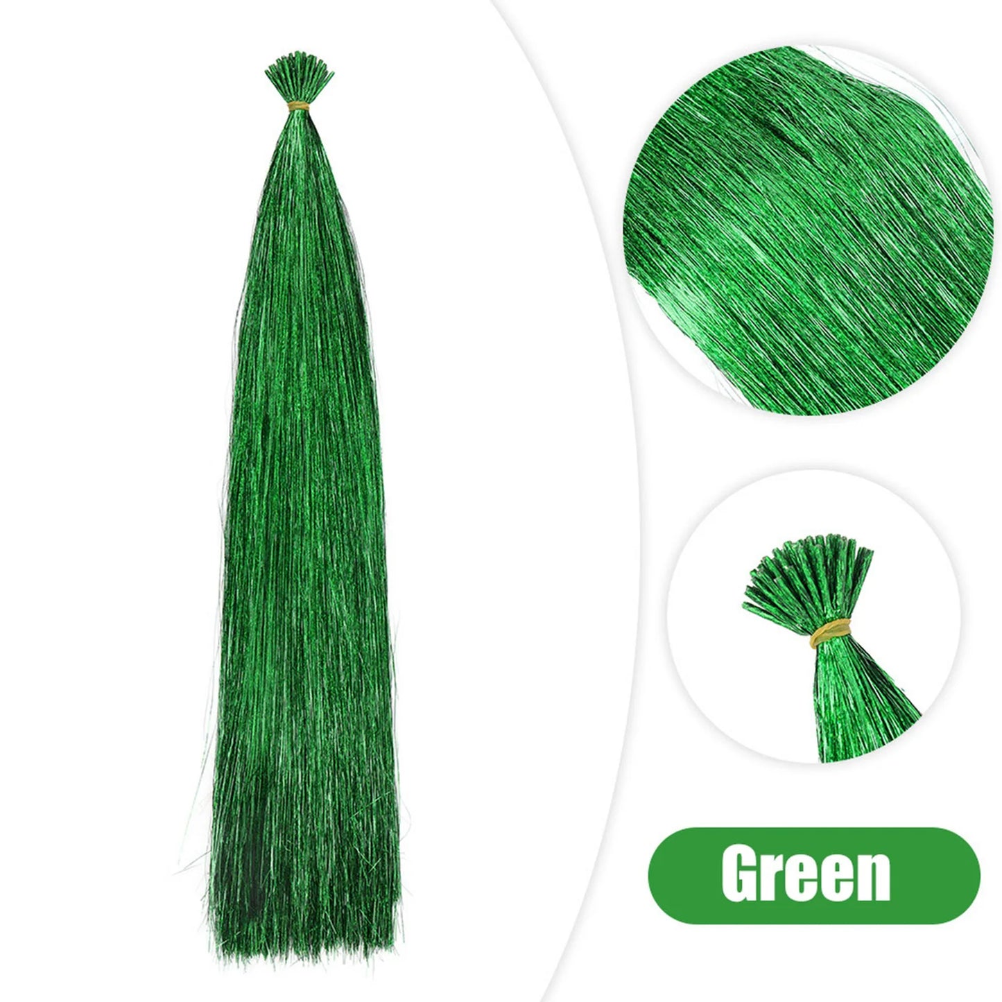 50PCS I-Tip Glitter Hair Extensions - Synthetic Fairy Tinsel Hair Strands for Women & Girls Party Hair Accessories