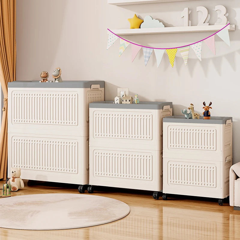 Large Capacity Foldable Toy Storage Bin - Wheeled Organizer for Living Room, Bedroom & Bathroom