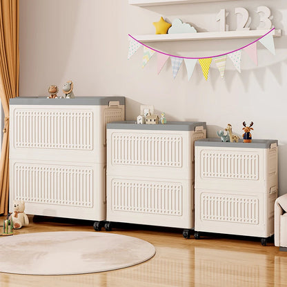 Large Capacity Foldable Toy Storage Bin - Wheeled Organizer for Living Room, Bedroom & Bathroom