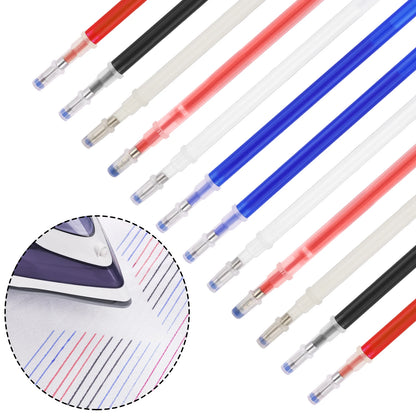 10Pcs/Set High Temperature Disappearing Fabric Marker Pens - Erasable Refillable Tools for Patchwork, PU Leather Marking & Sewing