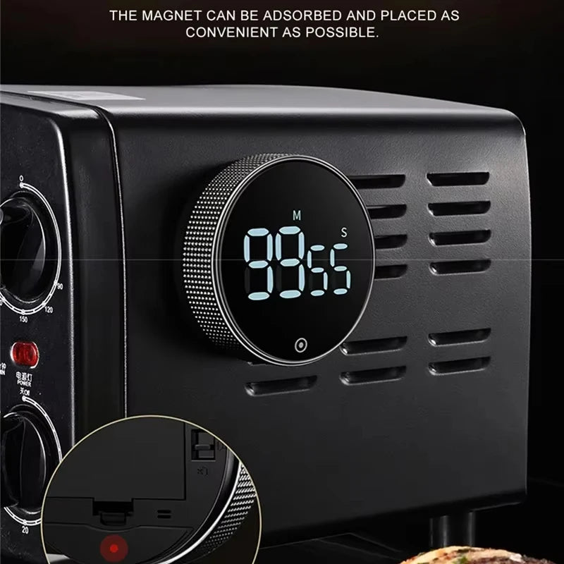 DINRGO Magnetic Kitchen Timer – Digital Manual Countdown Rotary Timer for Cooking, Shower & Stopwatch