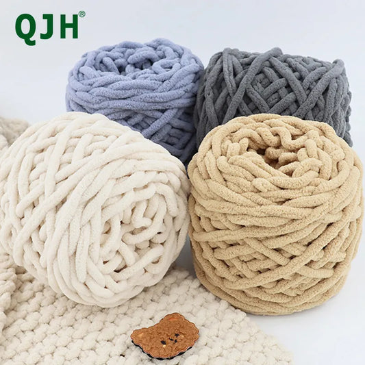 QJH Chunky Blanket Knitting Yarn | Luxury Thick Polyester Yarn for Throw Blankets & Pillows | Jumbo Weaving Crochet Craft | 100g/1Ball