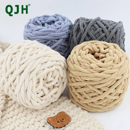 QJH Chunky Blanket Yarn – Luxury Thick Polyester Jumbo Knitting & Crochet Yarn for Blankets & Pillows, 100g Ball