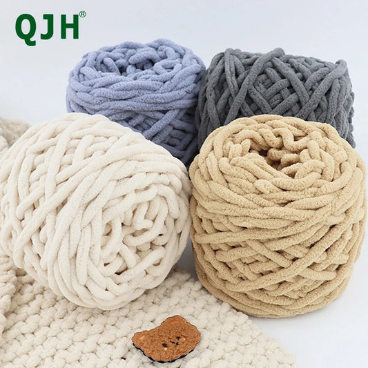 QJH Chunky Blanket Yarn – Luxury Thick Polyester Jumbo Knitting & Crochet Yarn for Blankets & Pillows, 100g Ball