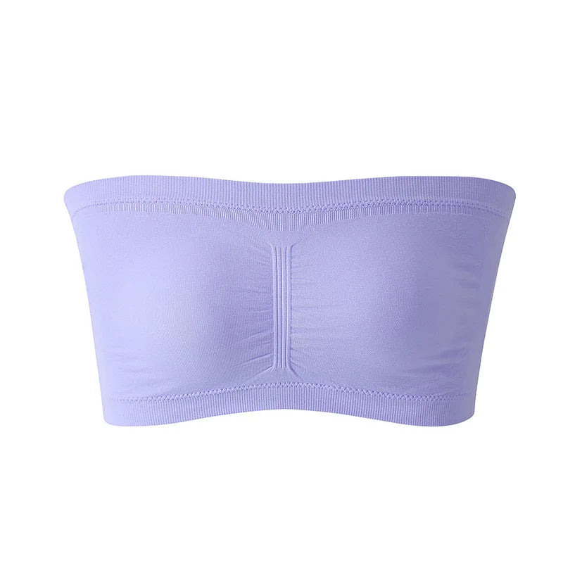 Women's Plus Size Strapless Bra – Thin, Removable Chest Cushion, Stretchy Seamless Invisible Bra, S-6XL