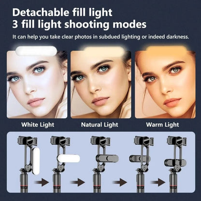FANGTUOSI 2025 L15 Wireless Selfie Stick Tripod – Foldable Monopod with LED Light for Smartphones, TikTok & Live Shooting