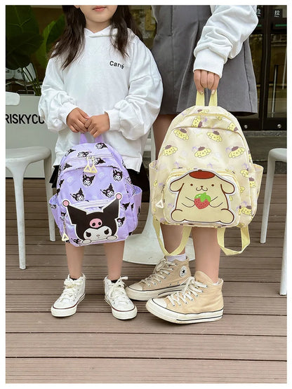 Anime Cartoon Kuromi, Melody & Cinnamoroll Backpack – Kawaii Canvas Schoolbag for Boys & Girls, Hello Kitty Fashion Kids Backpack