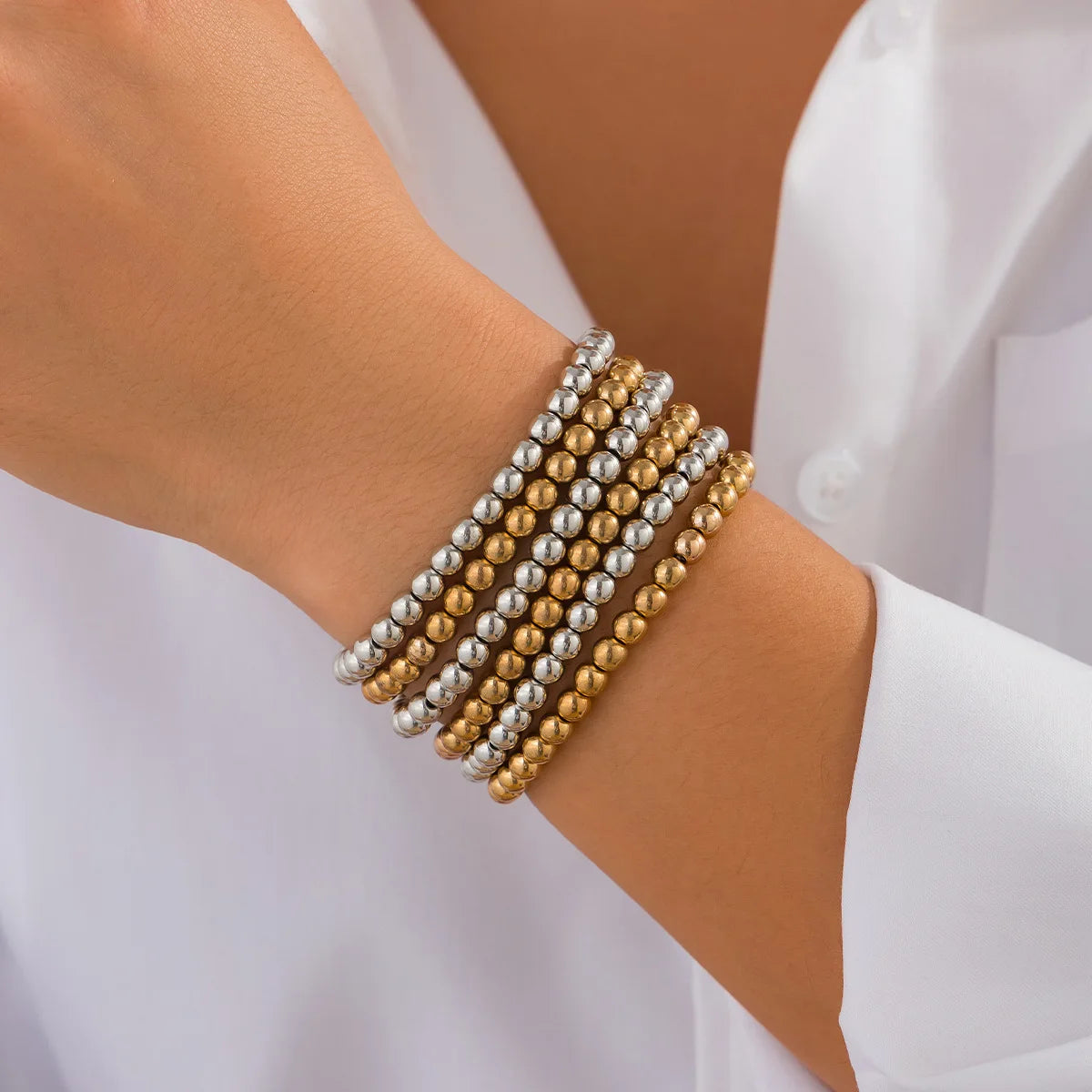 Boho Handmade Beaded Star Bracelet Set — Retro Gold Metal Bracelets for Women, Girly Charm Fashion Jewelry