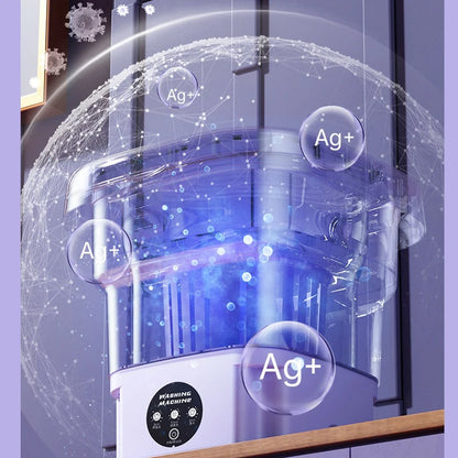 8L Portable Small Foldable Washing Machine with Spin Dryer - Ideal for Socks, Underwear, Panties, Household Mini Washer