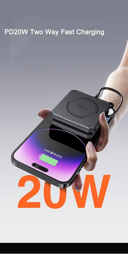10000mAh Magnetic Wireless Power Bank - 22.5W Fast Charging, Portable Mini External Battery Charger with Cable for Xiaomi