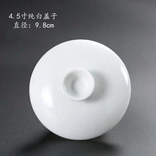 Ceramic Sancai Tea Bowl with Lid – Blue & White Porcelain Cover for Kungfu Tea Set Household Accessories