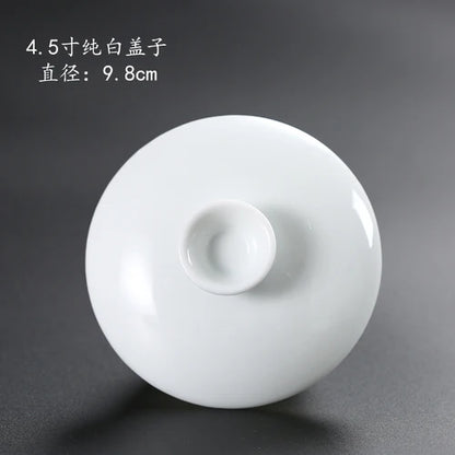 Ceramic Sancai Tea Bowl with Lid – Blue & White Porcelain Cover for Kungfu Tea Set Household Accessories