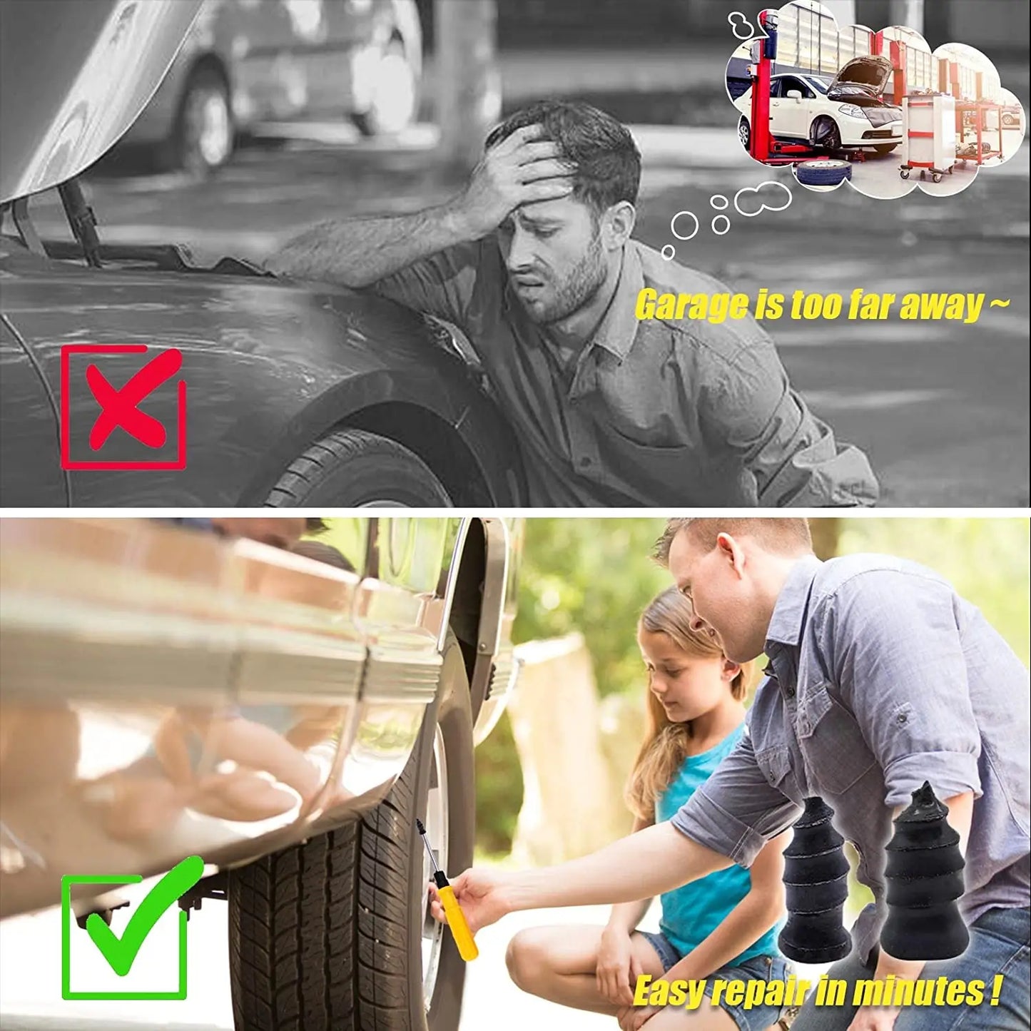 Vacuum Tyre Repair Nails | Tubeless Tire Puncture Repair Tools | Rubber & Metal Accessories for Car, Motorcycle, Truck, Scooter, Bike | 10/30Pcs