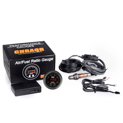 52MM Air Fuel Ratio Gauge — Ultra-Thin Round S-Series LED Digital Display with Wideband O2 Oxygen Sensor, 12V