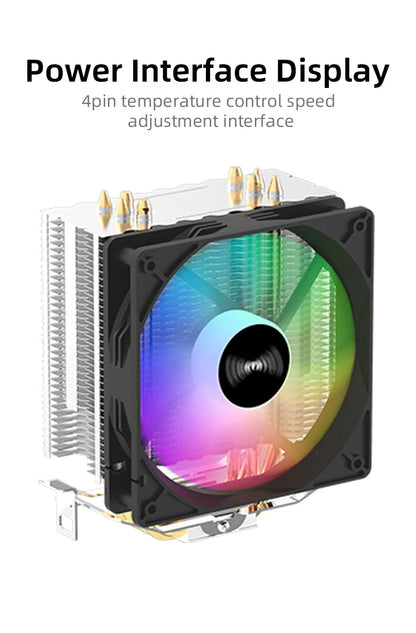 TEUCER CPU Cooler — 4 Heat Pipe Radiator with 3-Pin PWM Silent RGB Fan for Intel LGA 1700/1150/1155/1156/1366 & AMD AM2/AM3/AM4