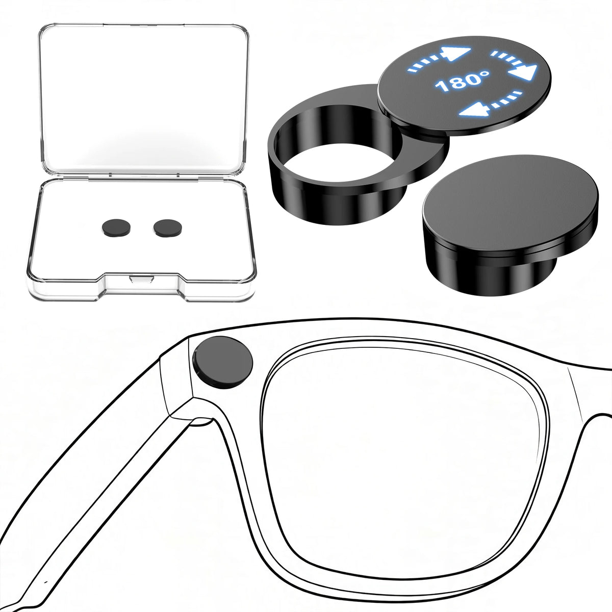 FONKEN Rotating Camera Privacy Cover for Meta Smart Glasses - Physical Lens Cap and Dust Protector for Enhanced Privacy and Security (2–6 Pieces)