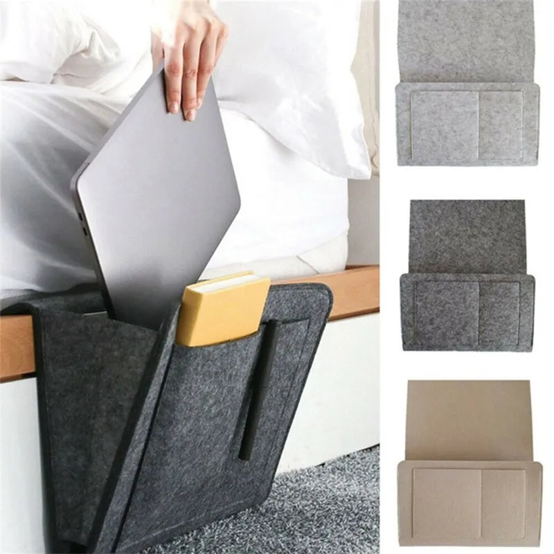Felt Bedside Storage Organizer - Couch and Bed Caddy with Pockets for TV Remote Control and More