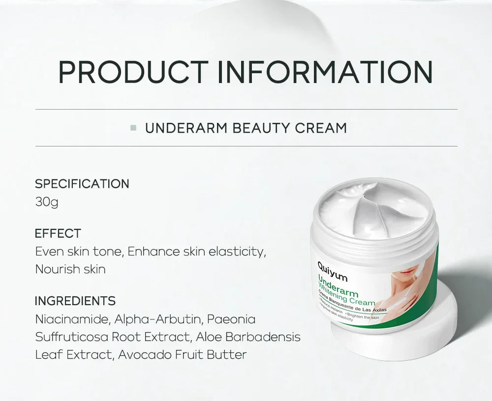 QUIYUM Underarm & Body Brightening Cream 30g – Dark Spot Corrector for Armpits, Knees & Elbows, Melanin Removal & Skin Tone Care Cream