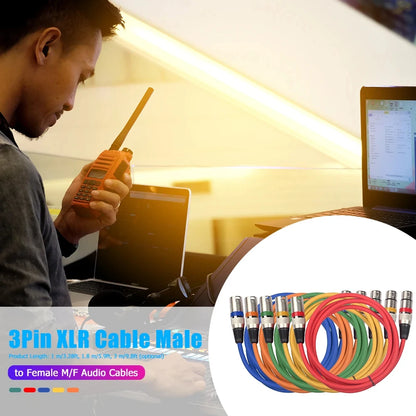 Professional XLR Male to Female Microphone Extension Cable – Balanced 3-Pin Audio Line for Recording, Mixer & Speakers