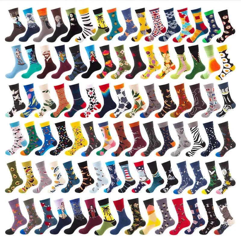 Men's Cotton Dress Socks 5-Pair Pack - Funny Casual Novelty Crew Socks Gift Set