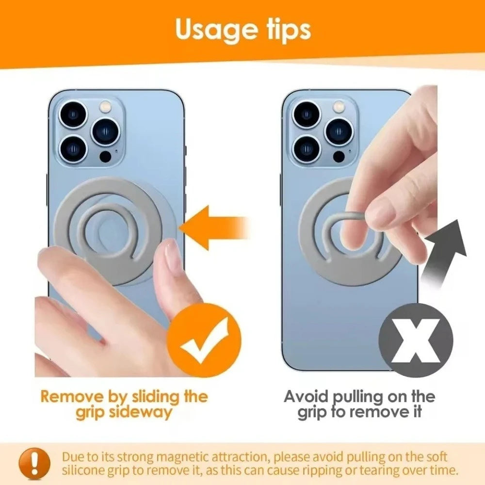 Universal Magnetic Silicone Phone Ring Holder - Strong Magnetic Circular Grip and Stand for iPhone 17, 16, and 15