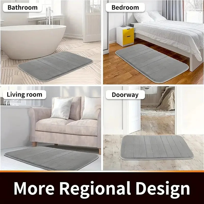 Coral Velvet Bathroom Mat - Anti-Skid Absorbent Toilet & Bathtub Floor Mat, Entrance Rug