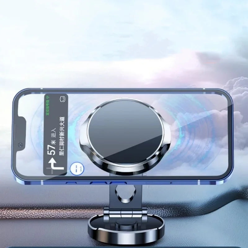 720° Foldable Magnetic Car Phone Holder – Strong Magnetic Round Mount for Universal Smartphones