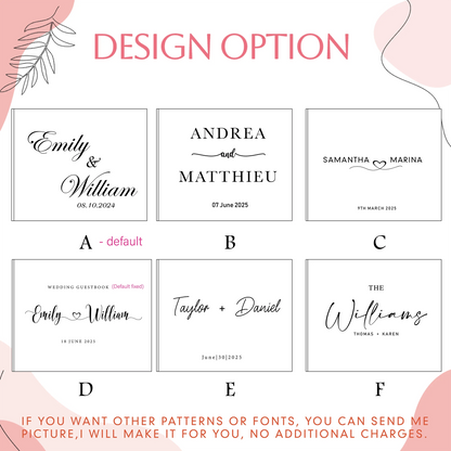 Personalized Wedding Guest Book - White/Black Elegant Keepsake, Photo Album & Signature Book for Messages
