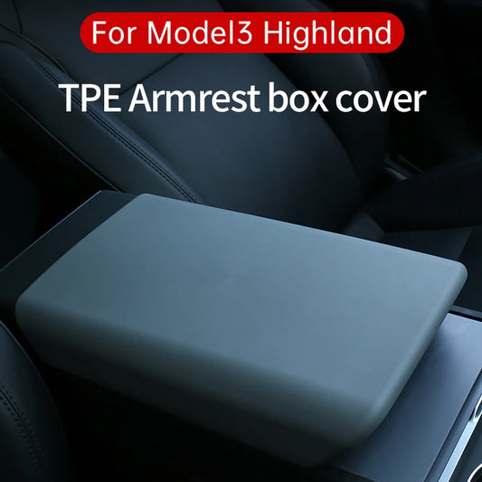 TPE Soft Center Console Armrest Cover for Tesla Model Y (2025 Juniper) & Model 3 Highland (2024) Interior Accessories