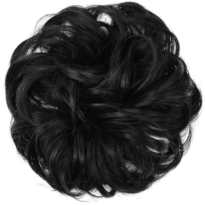 Synthetic Messy Hairpiece Chignon Scrunchie – Blonde & Brown Donut Bun for Women, Elastic Daily Use Hair Extension H9