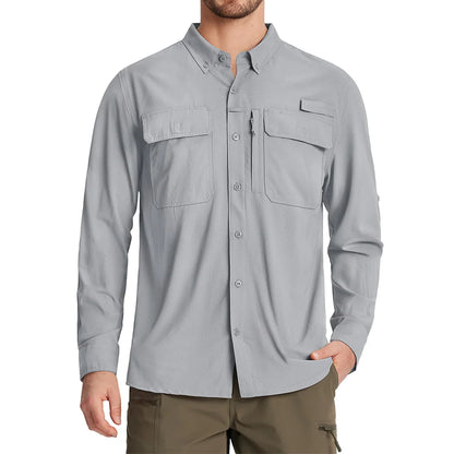 TACVASEN Men's UPF 50+ Fishing Shirt - Quick-Dry Long Sleeve Outdoor Hiking & Work Shirt