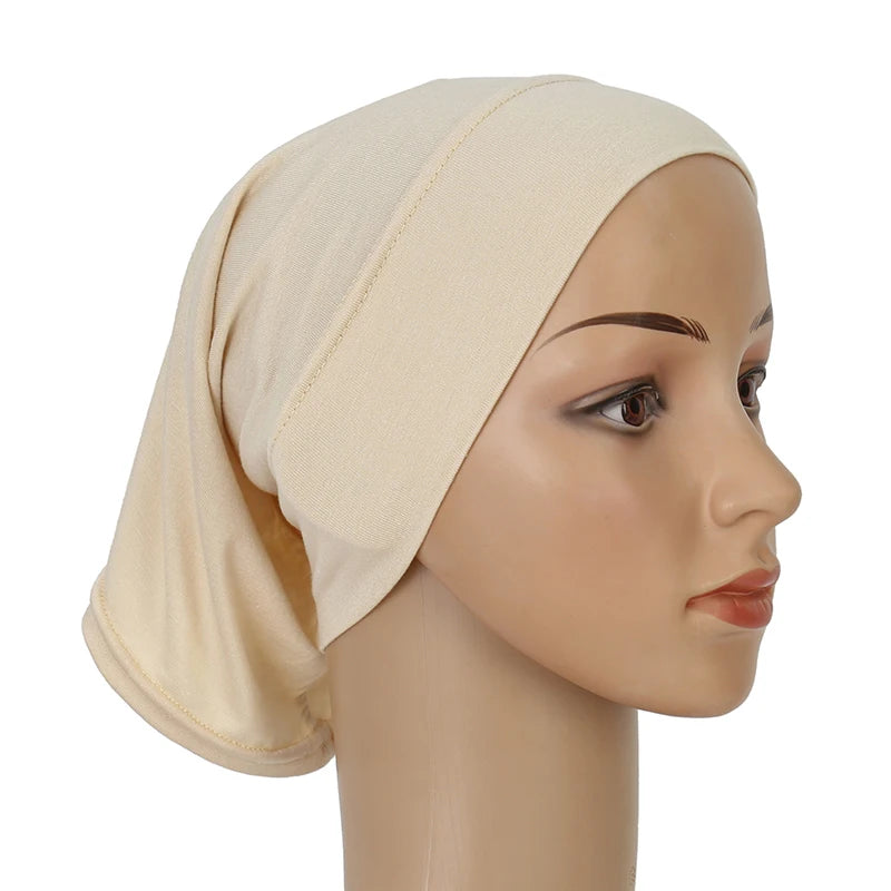 Cotton Modal Inner Hijab Undercap – Soft Stretch Muslim Turban, Islamic Underscarf Bonnet & Tube Cap for Women