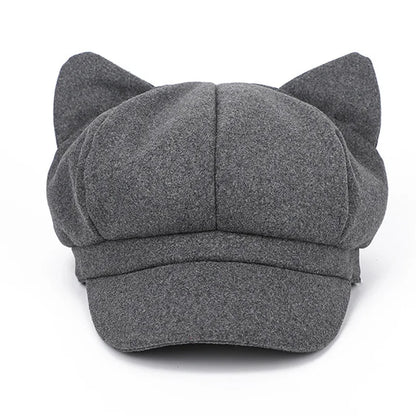 Autumn Winter Wool Newsboy Cap – Solid Octagonal Beret Hat for Women & Men, Casual Painter Style