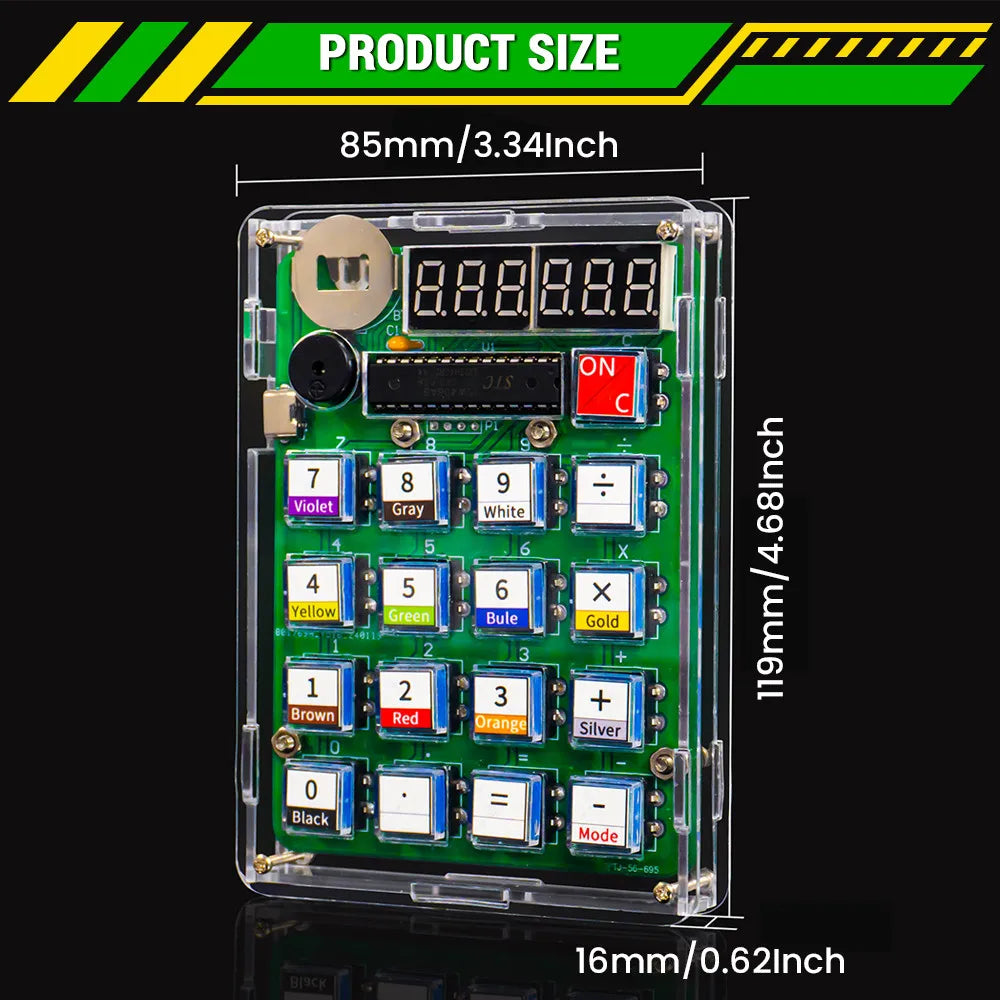 DIY Electronic Calculator Kit - LED Digital Display, Protective Shell, and Microcontroller Soldering Practice Set