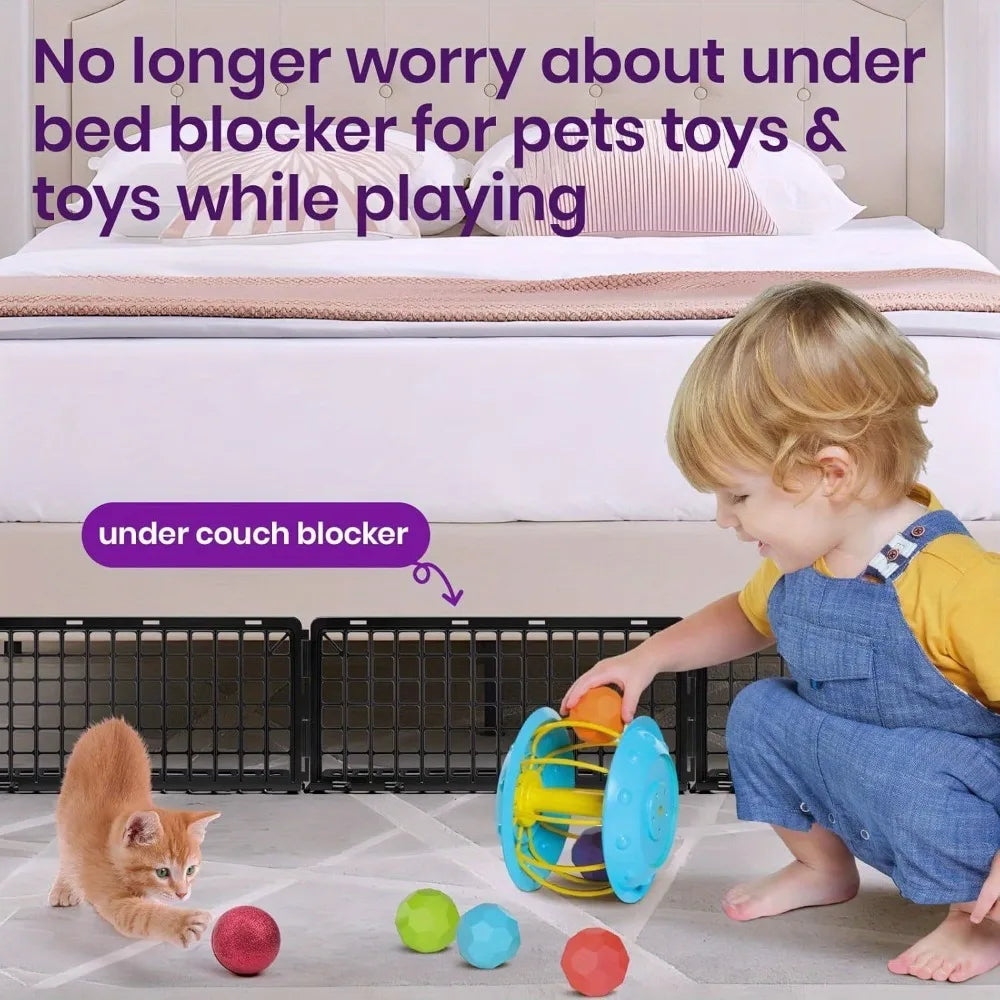 Under Couch Pet Blockers - 12-Piece Adjustable Furniture Barriers for Dogs & Cats