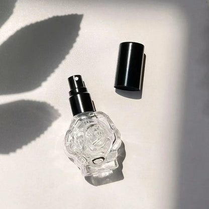 10ml Rose-Shaped Glass Perfume Bottle – Mini Refillable Spray Atomizer for Travel & Cosmetic Mist