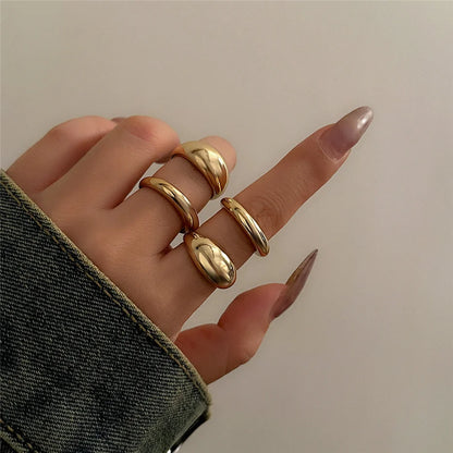 8Pcs/Set Creative Water Drop Rings for Women – Vintage Geometric Adjustable Open Finger Rings, Couple Wedding Accessories