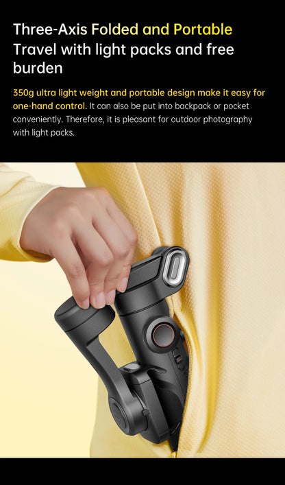 AOCHUAN 3-Axis Handheld Gimbal Stabilizer – Smartphone Stabilizer with Fill Light, Face Tracking for iPhone & Android, Tiktok & Vlog Smart XE