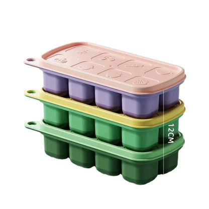 Food-Grade Silicone Ice Molds – Baby & Home Ice Storage Boxes with Lid, Freezing Kitchen Tools