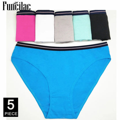 5-Pcs Women’s Cotton Panties Set – Sexy Bikini Briefs for Girls & Ladies, Free Shipping