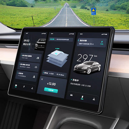Gloss Navigation Screen Protector Frame for Tesla Model 3/Y – Soft Silicone Edge Display Cover & Central Control Protector