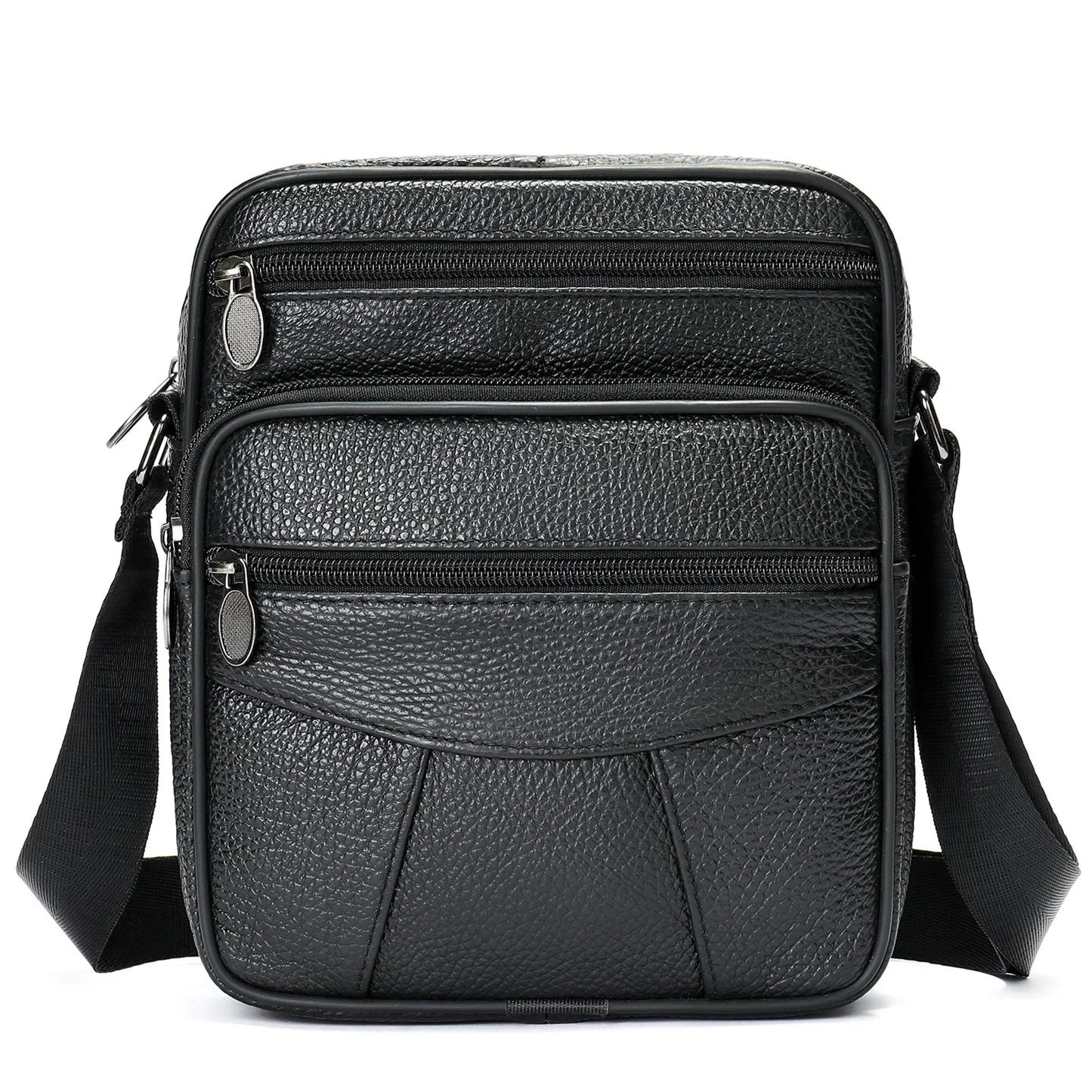 Men’s Genuine Leather Crossbody Bag – Small Outdoor Casual Bag for Motorcycle and Daily Use