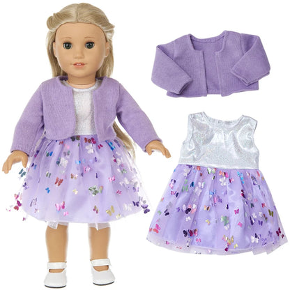 18-Inch Girl Doll Clothes – Pink Coat & Office Dress Outfit, Baby Girl Doll Gift Toy