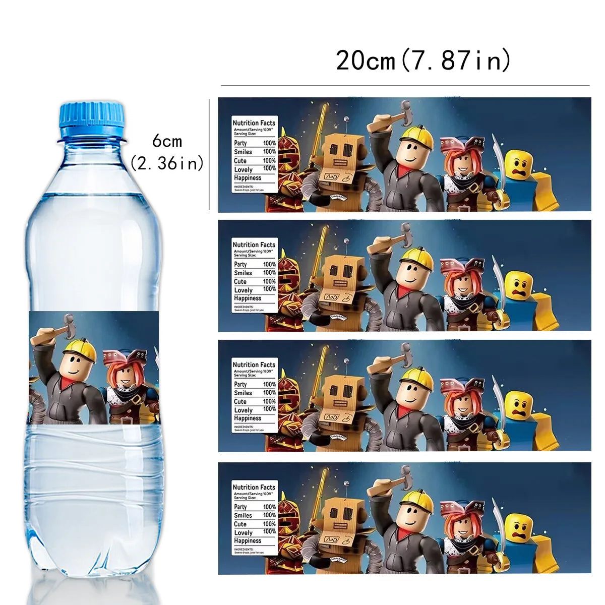 10PCS Roblox Stickers — Water Bottle Labels & Party Decorations for Kids Birthday or Baby Shower